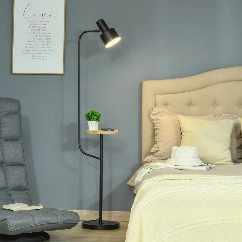 HOMCOM lampa podłogowa z półką lampa stojąca lampka do czytania E27 LED stal