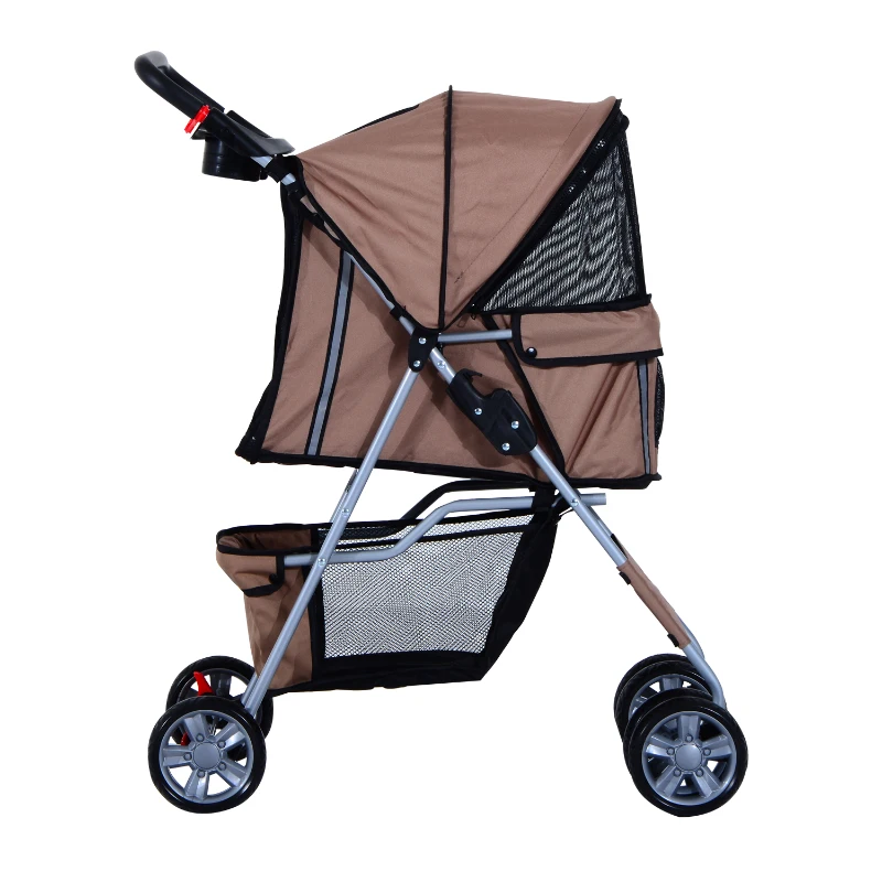 PawHut Carucior Animale Pliabil Cafeniu – 75×45×97 cm, Confort & Mobilitate