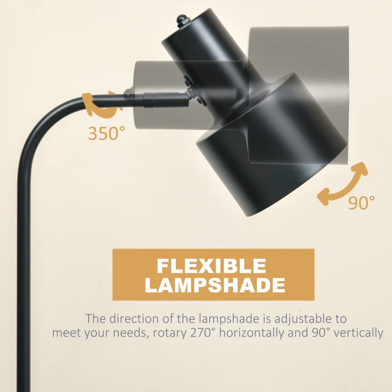 HOMCOM lampa podłogowa z półką lampa stojąca lampka do czytania E27 LED stal