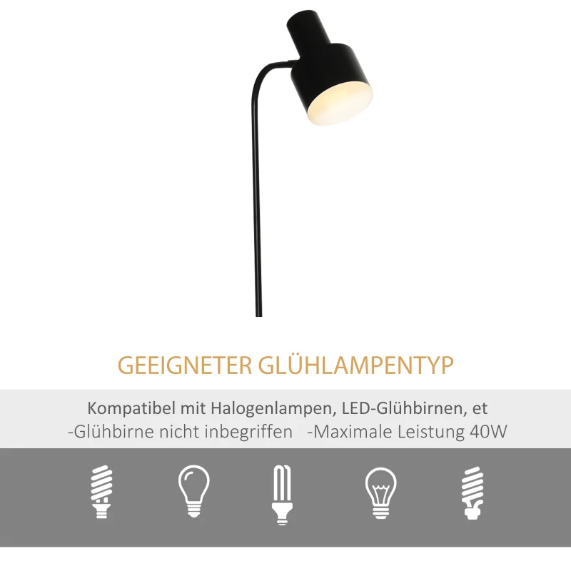 HOMCOM lampa podłogowa z półką lampa stojąca lampka do czytania E27 LED stal