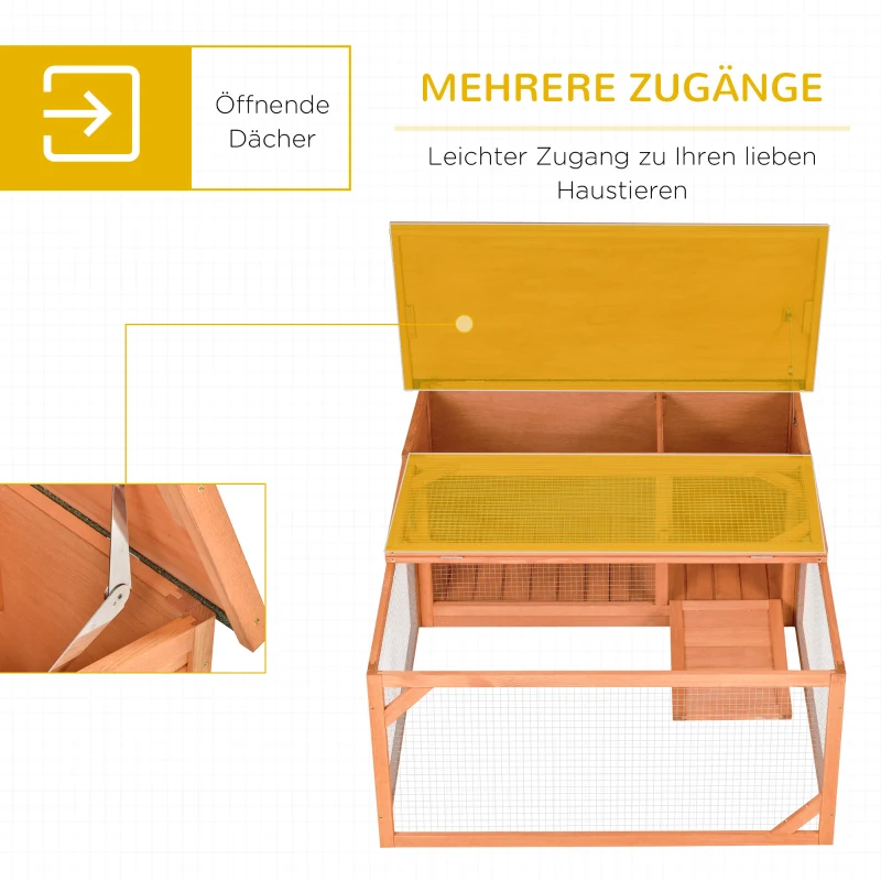 PawHut Klatka dla królika klatka dla królików domek dla małych zwierząt z otwieranym dachem asfaltowym