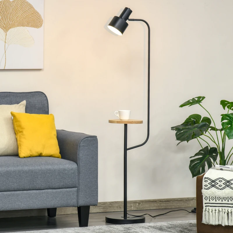 HOMCOM lampa podłogowa z półką lampa stojąca lampka do czytania E27 LED stal