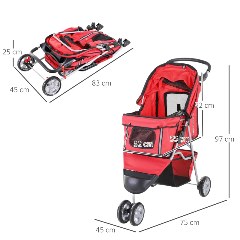 PawHut Carucior Animale pentru plimbari 75×45×97 cm