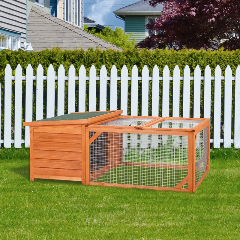 PawHut Klatka dla królika klatka dla królików domek dla małych zwierząt z otwieranym dachem asfaltowym