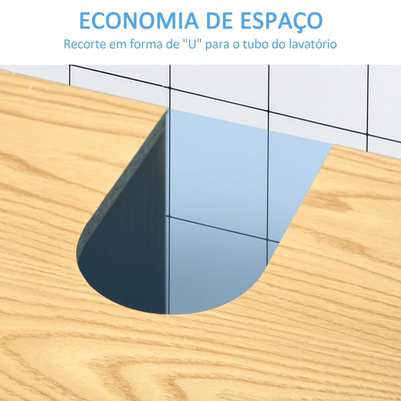 kleankin Móvel para Lavatório Pousar Armário Casa de Banho de Madeira com 2 Portas e Prateleira Interior Ajustável Moderno 60x30x60cm Madeira