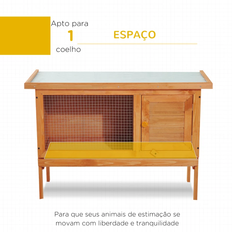 PawHut Coelheira de Exterior Casa para Coelhos Elevada com Bandeja Removível Fácil de Limpar Estável e Boa Ventilação 90x45x65cm Madeira