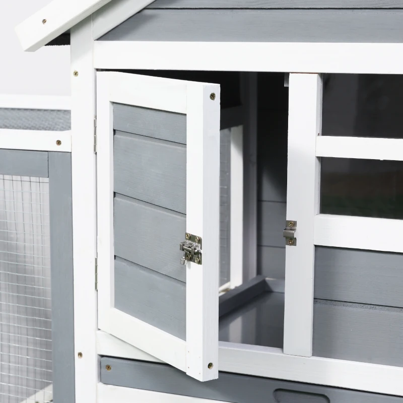 Budka dla królików karłowatych z wybiegiem zewnętrznym PawHut