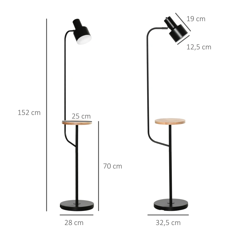 HOMCOM lampa podłogowa z półką lampa stojąca lampka do czytania E27 LED stal