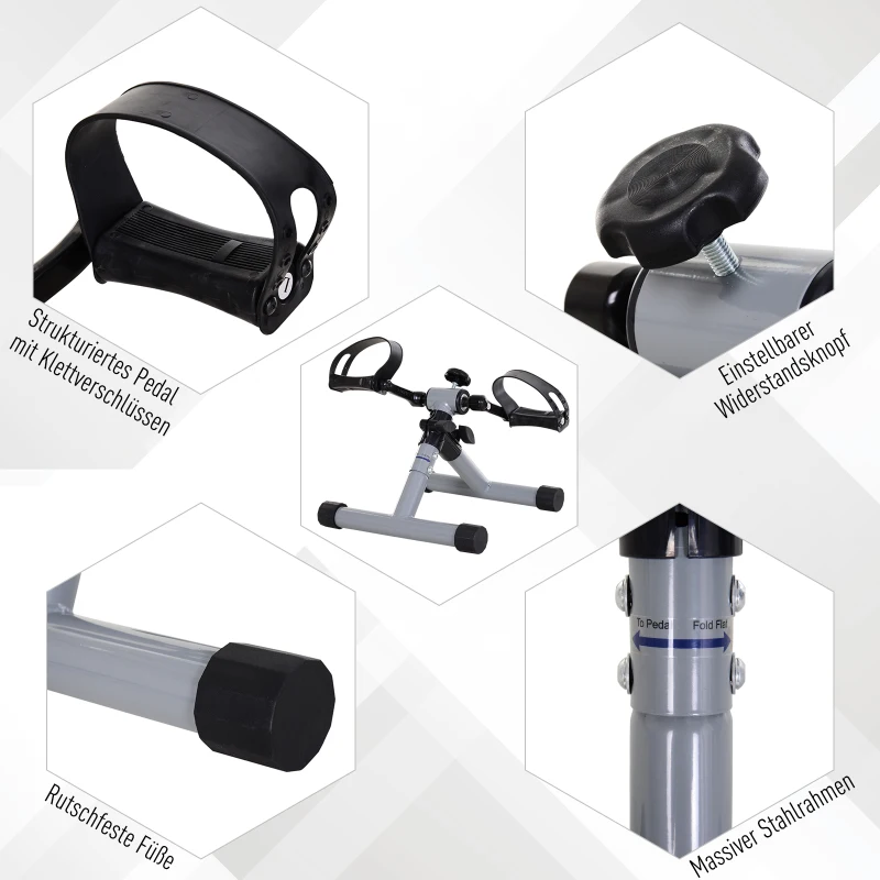 Homcom® Mini Trenażer Składany Bezstopniowa Regulacja Oporu Stal