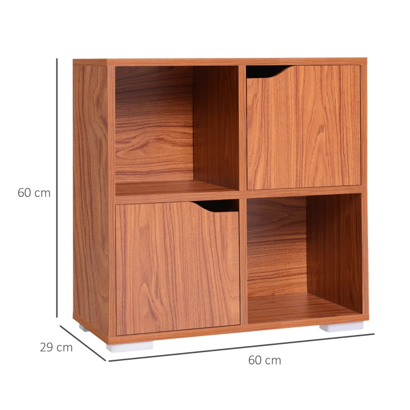 HOMCOM Mobilier Librarie cu 4 Compartimente si Panouri Particule 60x 29 x60cm