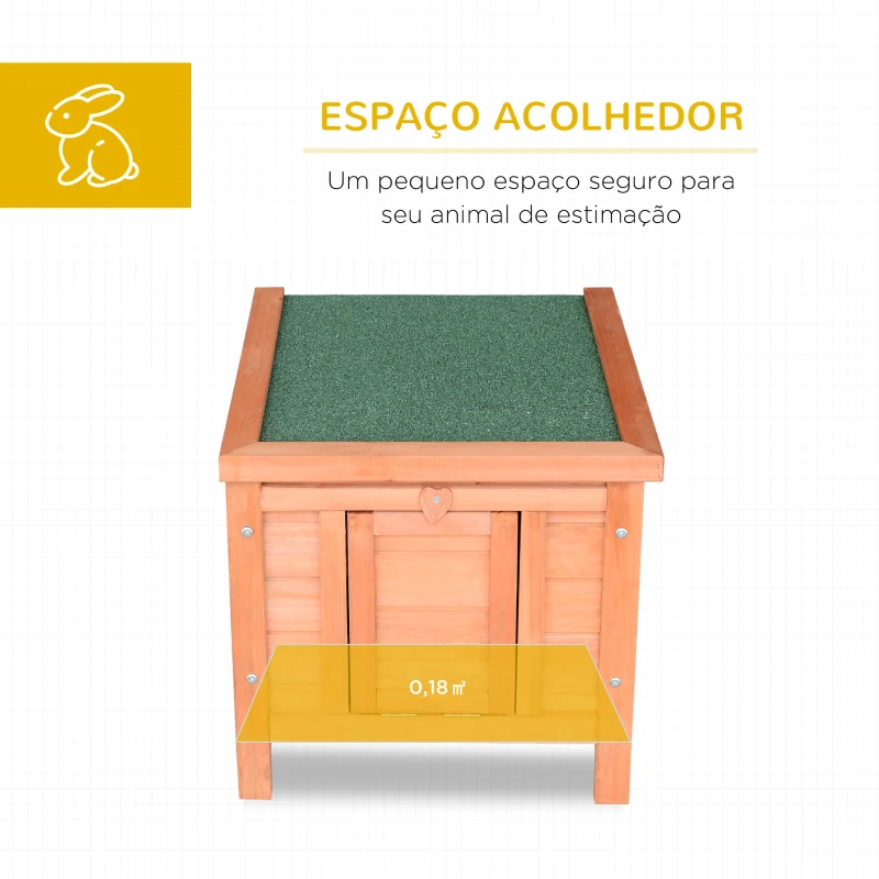 PawHut Coelheira de Madeira Exterior Coelheira para Roedores Animais de Estimação Pequenos com Teto Asfáltico e Rampa Antiderrapante 51x42x43cm Madeira
