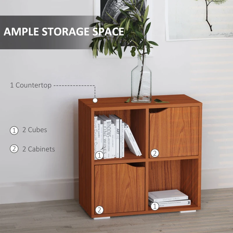 HOMCOM Mobilier Librarie cu 4 Compartimente si Panouri Particule 60x 29 x60cm