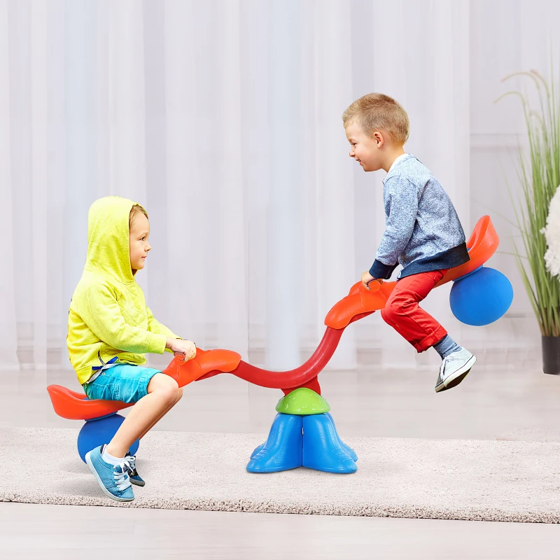 HOMCOM Kids Spinning Seesaw 360° Rotation Swivel Playground Equipment Children Indoor Outdoor Party Toy - Orange&Blue