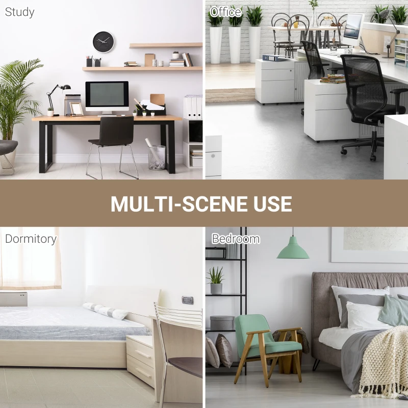 Homcom Birou Modern din MDF Stejar – Picioare Metalice Albe