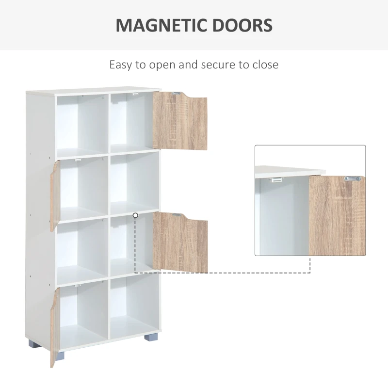 HomCom Biblioteca de Design cu 8 compartimente in Lemn Alb, 60x30x122cm