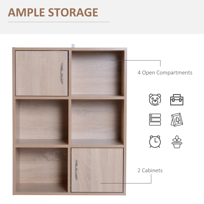 Homcom Biblioteca Lemn Natural – Compartimente si Usi Basculante(m-4)
