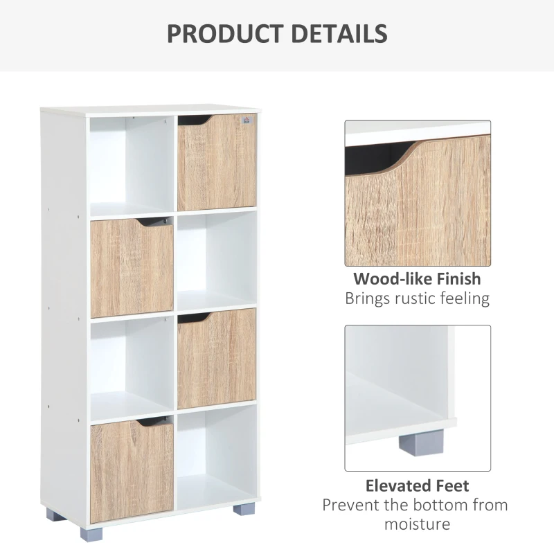 HomCom Biblioteca de Design cu 8 compartimente in Lemn Alb, 60x30x122cm