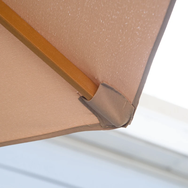 Outsunny Parasol ogrodowy z drewna 300 cm, Parasol na balkon z bambusa, Khaki