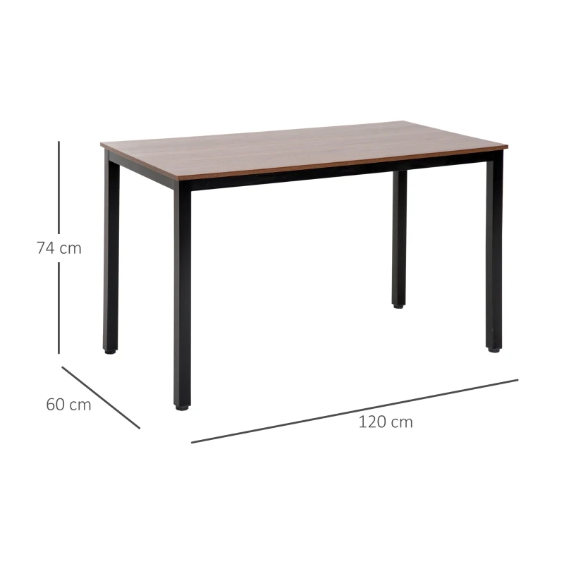 Homcom Masa Birou in Lemn si Schelet din Metal, Castaniu, 120x60x74cm