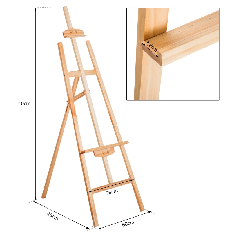 HOMCOM® Staffelei Atelierstaffelei 90° einstellbar Buche Natur