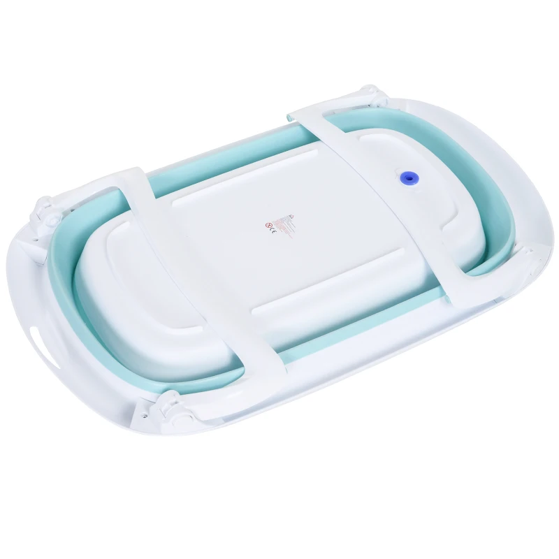 HOMCOM Faltbare Baby Badewanne Ergonomische Babywanne rutschfest klappbar Kunststoff Hellgrün 80 x 48 x 21 cm