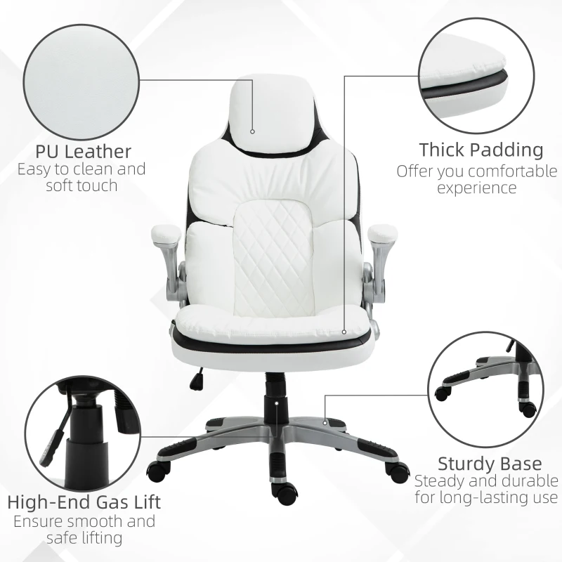 Vinsetto High Back Office Chair PU Leather White