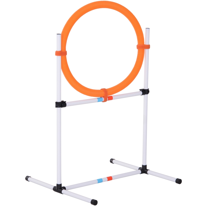 Pawhut Agility sport pour chiens anneau d'agilité et obstacle 2 en 1 avec sac de transport plastique blanc orange