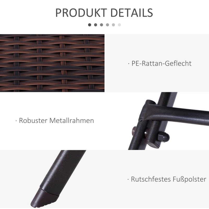 Outsunny 3-delig poly-rotan Bistro zitgroep tafel-stoel set tuinset tuinmeubels