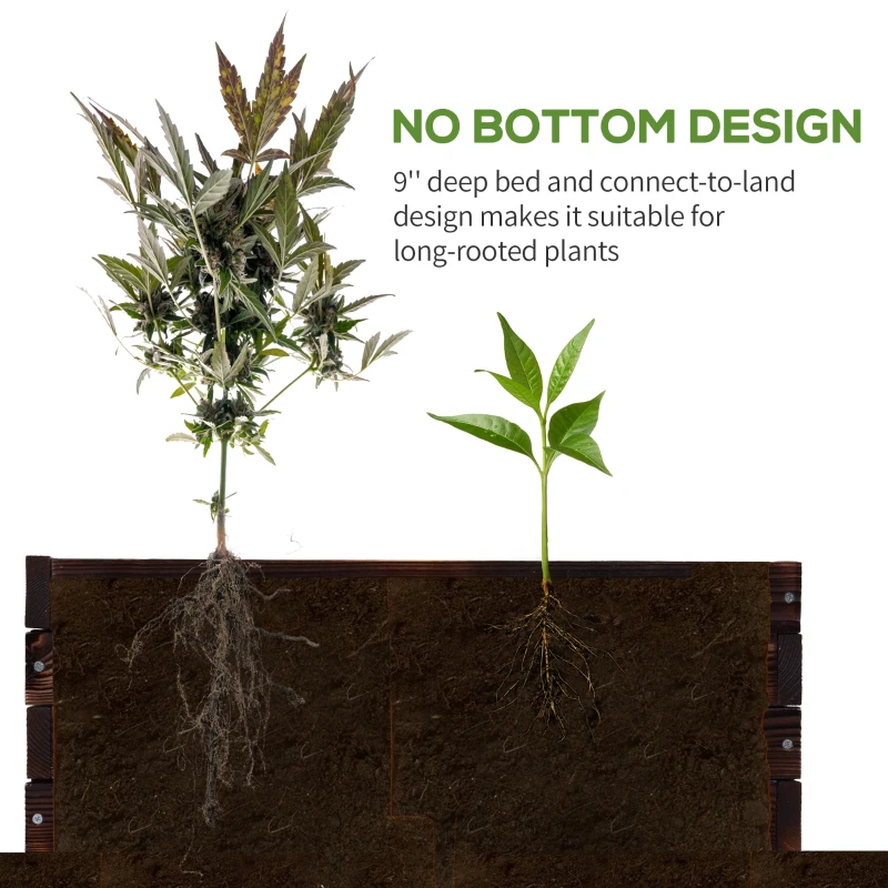 Outsunny Wooden Garden Bed Vegetable Flower Square Planter Outdoor Gardening