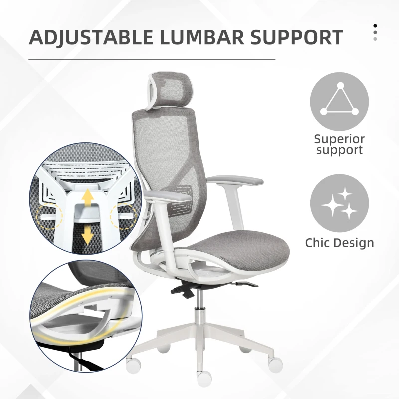 Vinsetto Ergonomic Office Chair Mesh Grey