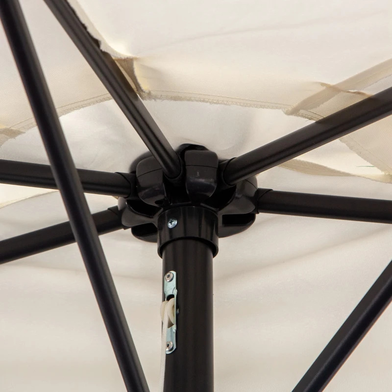 Outsunny 3(m) Half Parasol Semi Round Umbrella Patio Metal Frame Crank Handle for Balcony-- NO BASE INCLUDED, White