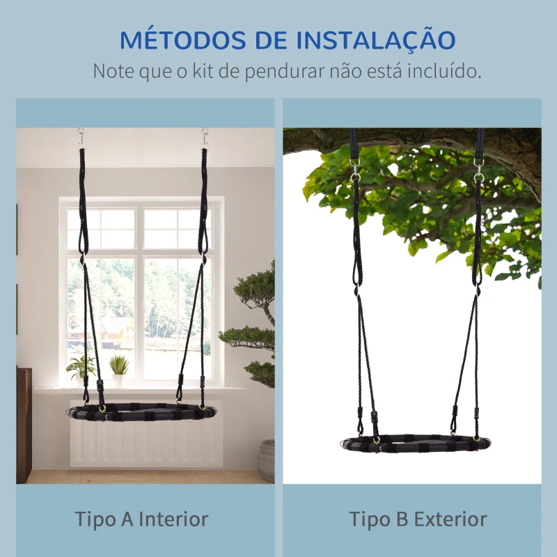 HOMCOM Baloiço para crianças forma redonda carga 100kg Assento confortável Tecido Oxford Jardim ao ar livre