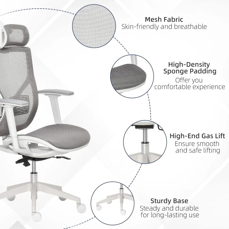 Vinsetto Ergonomic Office Chair Mesh Grey