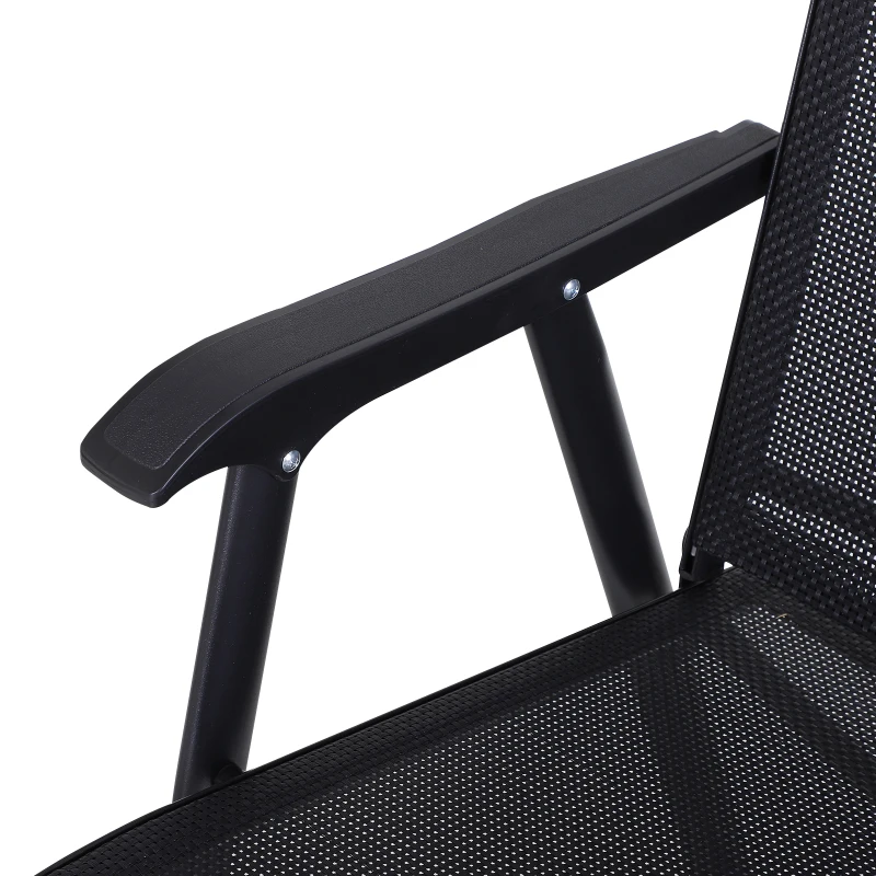 Klapstoel met armleuningen set van 2 campingstoel visstoel klapstoel metaal zwart