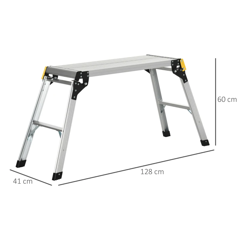DURHAND Piattaforma di Lavoro Pieghevole per Lavori in Casa con 4 Piedi Protettivi, in Alluminio, 128x41x60 cm, Argento