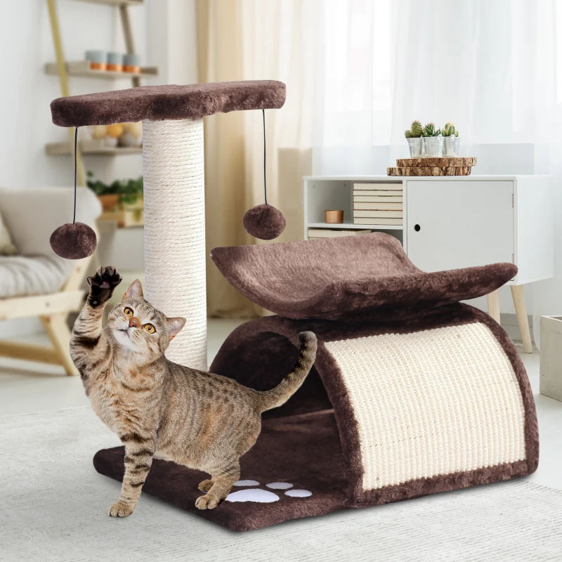 PawHut® DRAPAK DLA KOTA DRZEWKO DO ZABAWY DRAPANIA Z PIŁKĄ brązowy 40 x 30 x 43 cm (DxSxW)