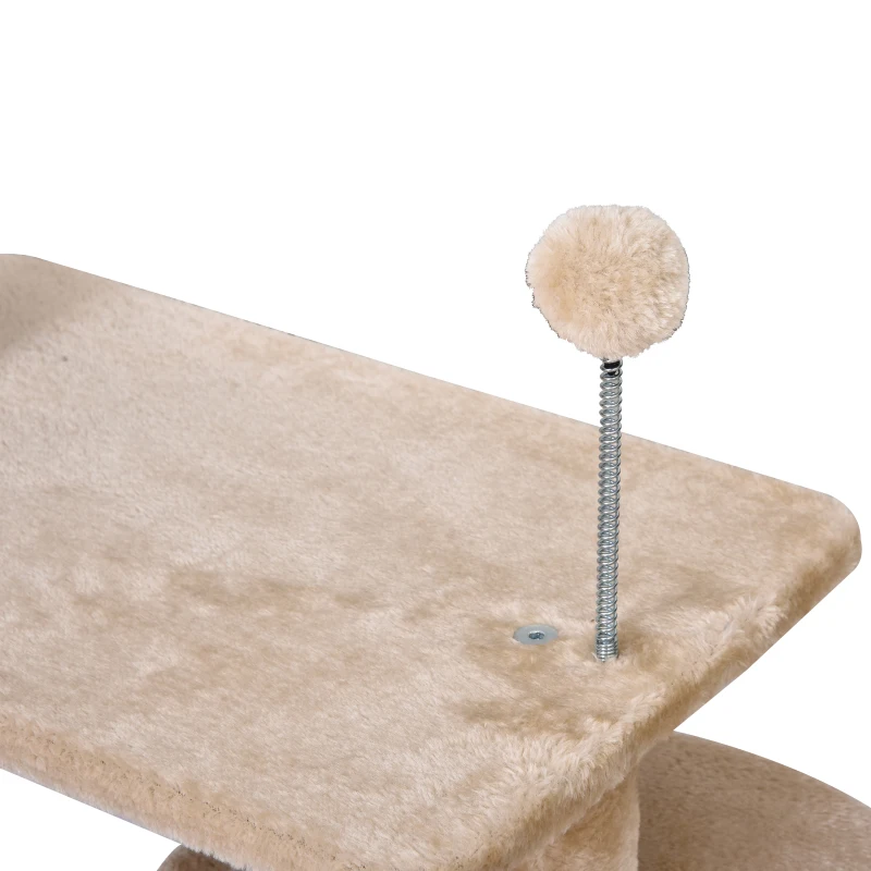 Drzewo dla kota 3 poziomy drzewo dla kota jaskinia dla kota sizalowe słupki deska do drapania plusz kolor beżowy