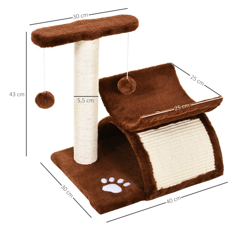 PawHut® DRAPAK DLA KOTA DRZEWKO DO ZABAWY DRAPANIA Z PIŁKĄ brązowy 40 x 30 x 43 cm (DxSxW)