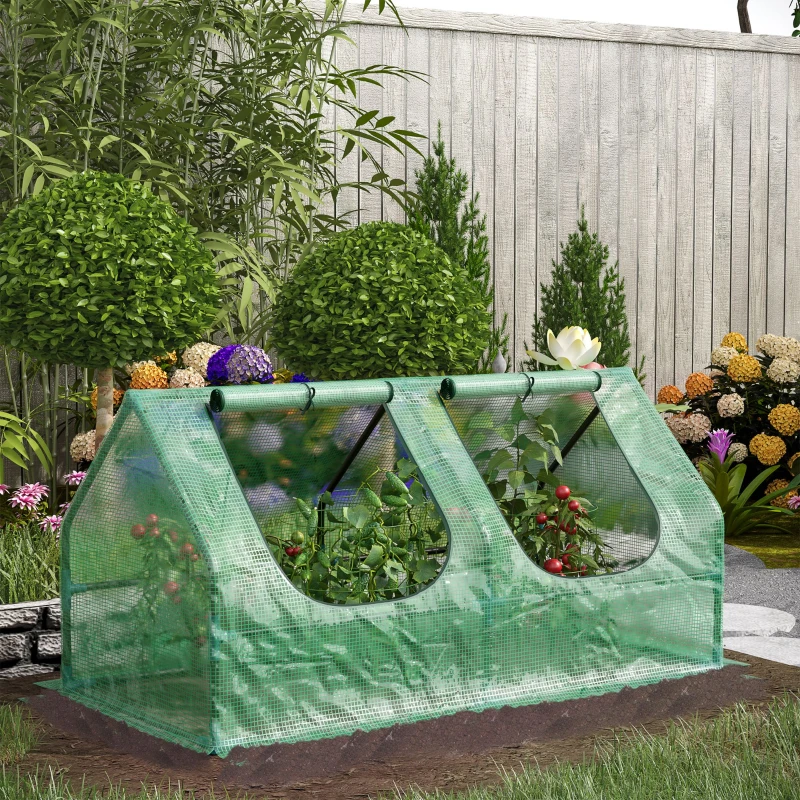 Outsunny Estufa com Tubo de Aço e Plástico Jardim Varanda Cultivo de Plantas 120x60x60 cm