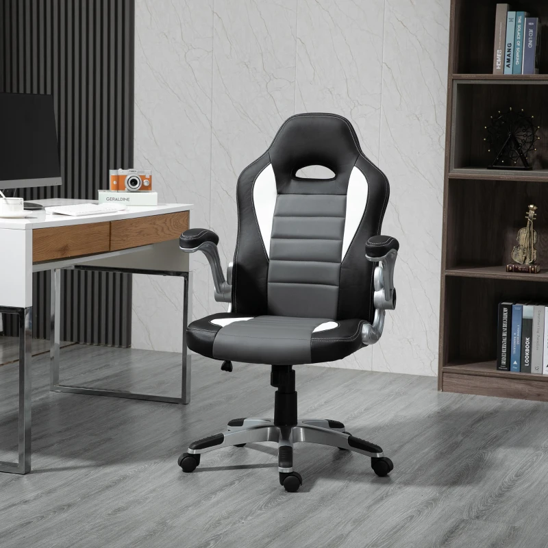 HomCom scaun pentru birou, reglabil, rotativ, cu roti, negru