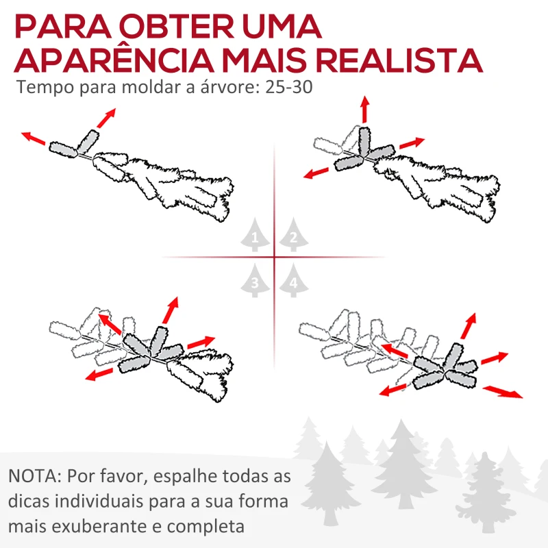 HOMCOM Árvore de Natal Artificial 210cm Ignífugo com 1036 Ramos 53 Decorações Folhas de PVC e Suporte Metálico Verde