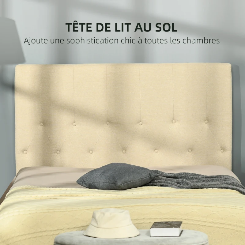 HOMCOM Tête de lit capitonnée - tête de lit rembourrée - dim. 150L x 120H cm - épaisseur 7 cm - MDF Coton Polyester Beige