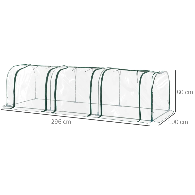 Outsunny Estufa para Jardim Terraço Cultivo de Plantas 296x100x80cm Aço e PVC