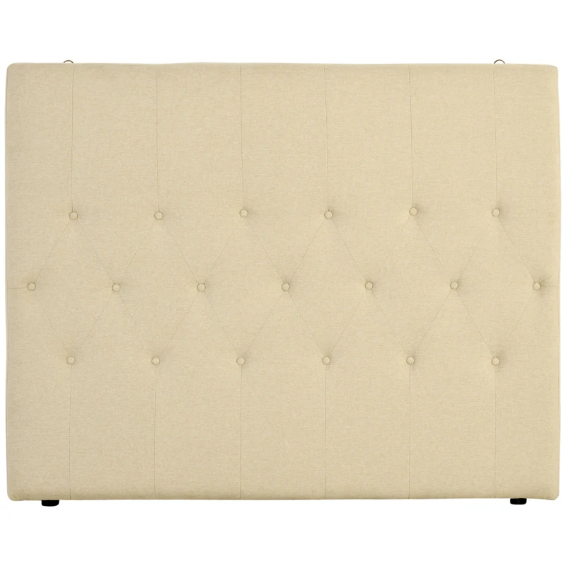 HOMCOM Tête de lit capitonnée - tête de lit rembourrée - dim. 150L x 120H cm - épaisseur 7 cm - MDF Coton Polyester Beige