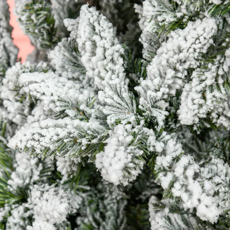 HOMCOM Árvore de Natal Artificial 225 cm com Neve Ignífugo com 1300 Ramos Folhas de PVC Base Dobrável Verde