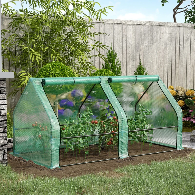 Outsunny Estufa para Jardim Terraço Viveiro para Jardim para Plantas com 2 Portas 180x90x90 cm Cor Verde Tubo de aço PE com janela
