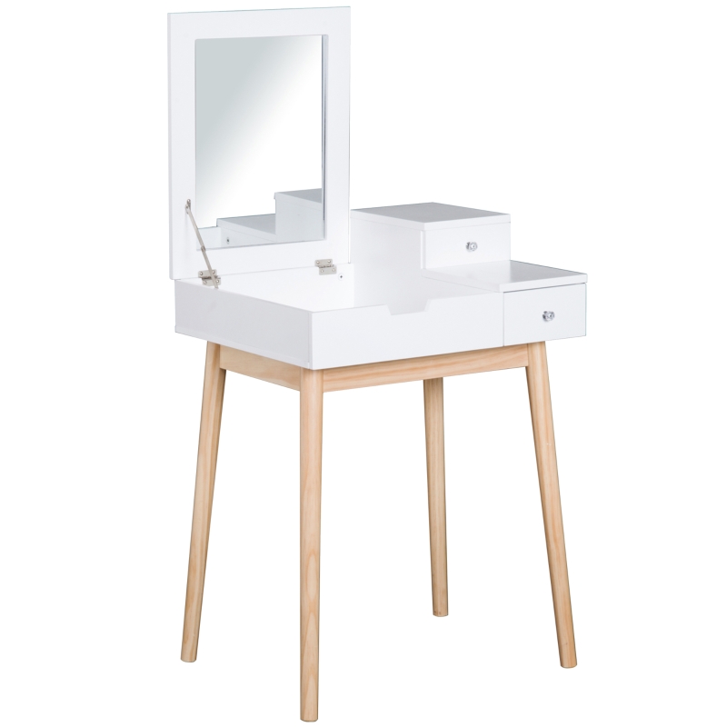 Homcom Coiffeuse Style Scandinave en Bois de Pin Blanc 60 x 50 x 86 cm
