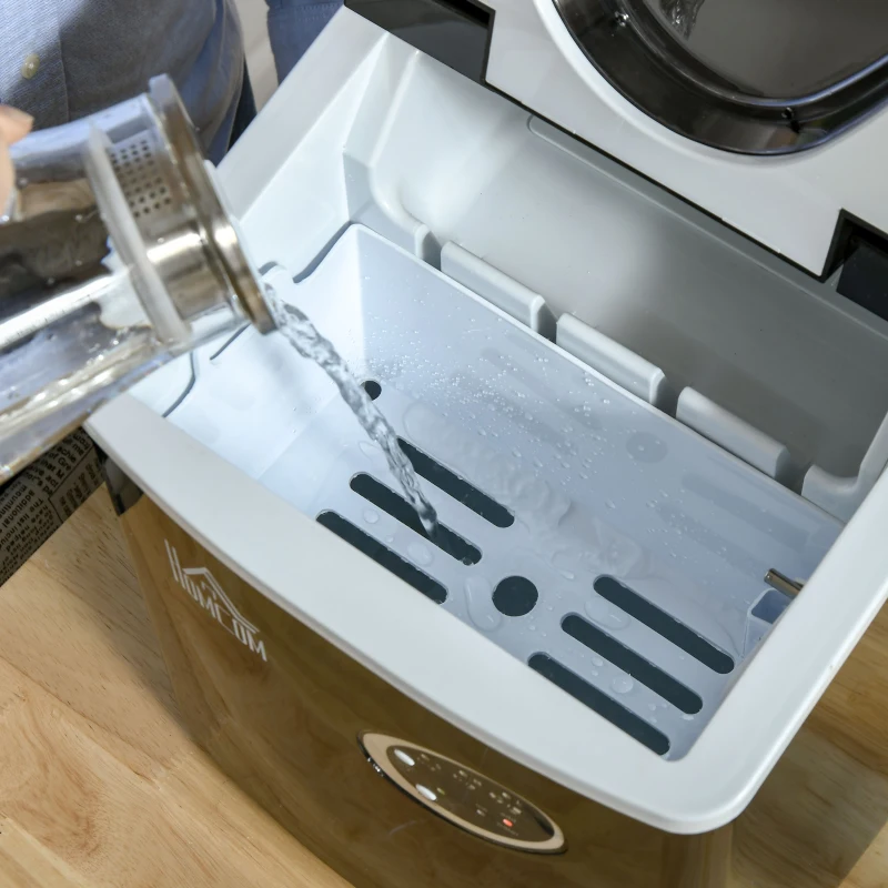 HOMCOM Eiswürfelmaschine 15kg/24h, 1,9L Eiswürfelbereiter, 3,2 L Wassertank, 161 Watt, Schwarz + Silber