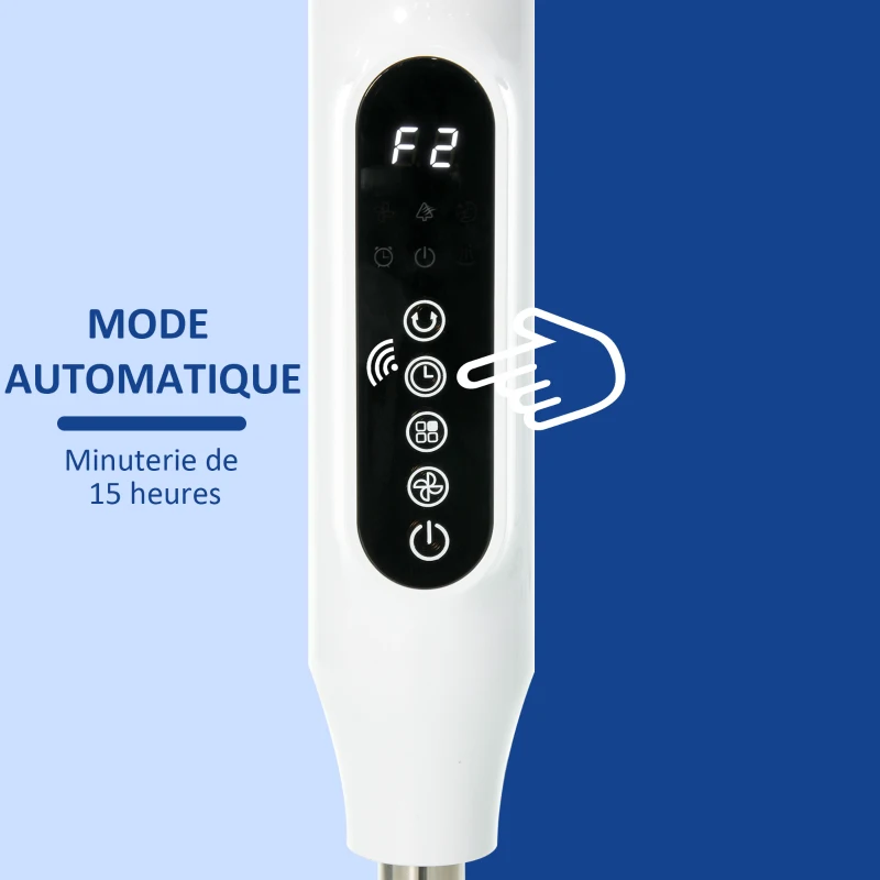 HOMCOM Ventilateur sur pied Ø 42 cm hauteur réglable oscillant silencieux 50 W avec télécommande minuterie 3 modes 3 vitesses blanc