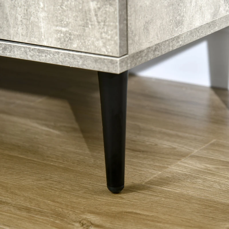 HOMCOM Credenza Moderna con Armadietti a 2 Ante e Mensole Regolabili 147x40x83cm, Effetto Marmo Grigio